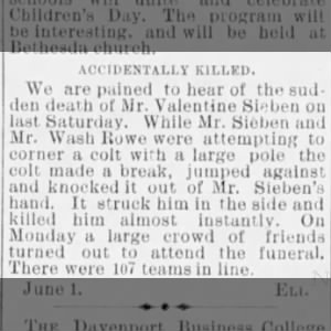 Valentine Sieben Killed 