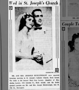 MICKLEWRIGHT,  Jerry & Mary Kay Lavery wed