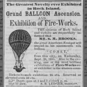 1855 Balloon Ascension Rock Island