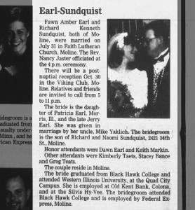 Marriage of Earl / Sundquist